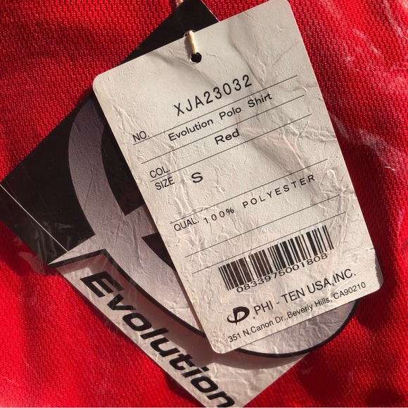 Phiten Evolution Zippered Polo Shirt Aqua Titanium Sport Technology - Red NEW - Picture 5 of 15